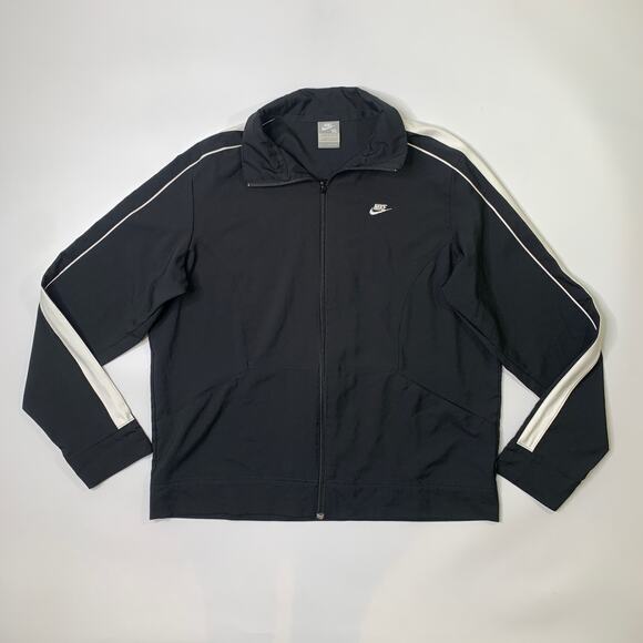 Vintage Nike Jacket Womens XL Extra Large Black White Fit Dry Full Zip Track Y2K - Picture 2 of 11